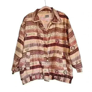 Vintage 80's details sportswear Sz 3X Silk bomber Jacket Retro